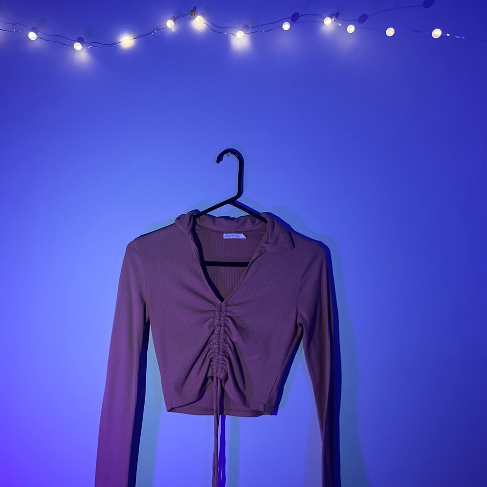Women's Long Sleeve Ruched Top - Purple